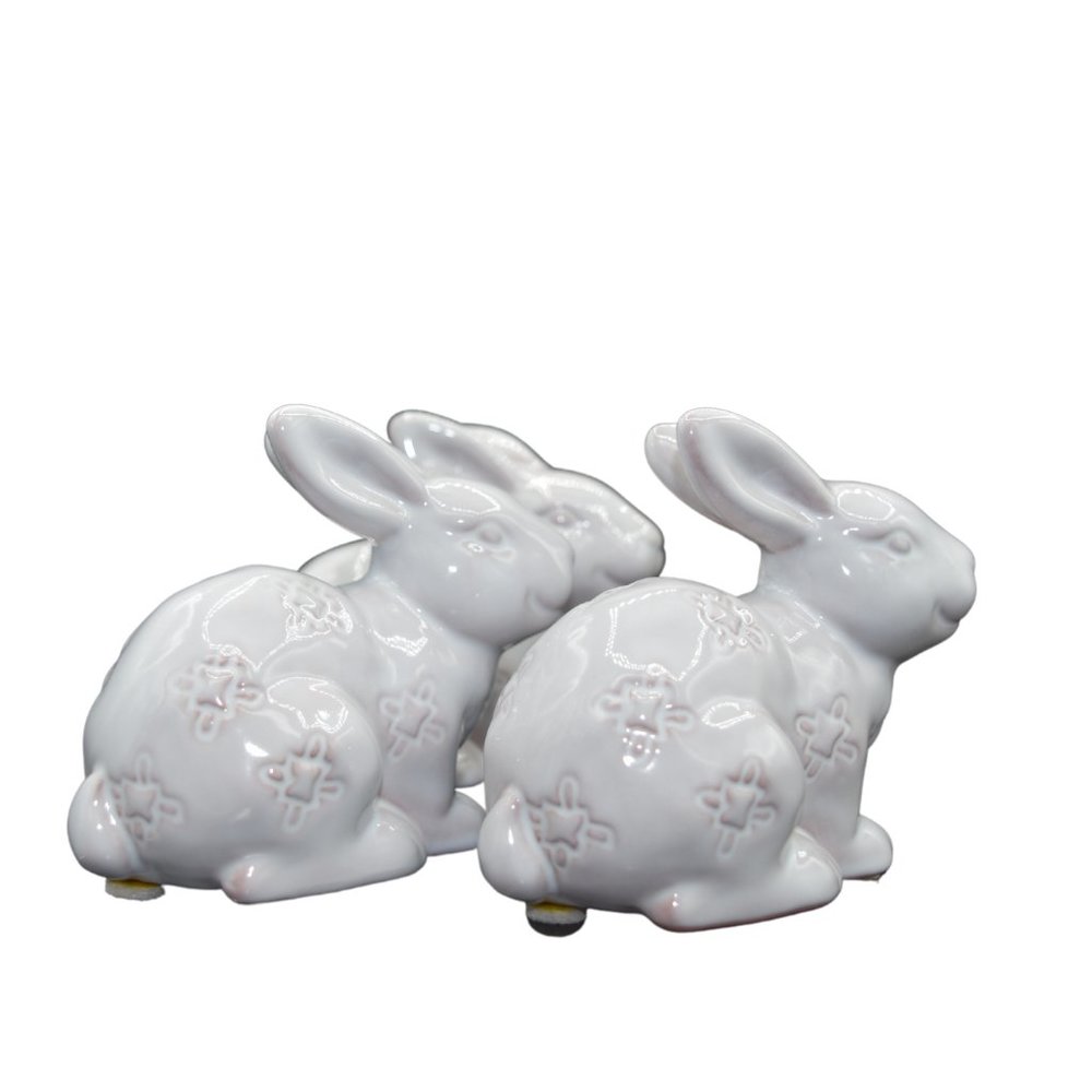 Set Of 3 Ceramic Bunny Rabbits - Picture 3 of 4